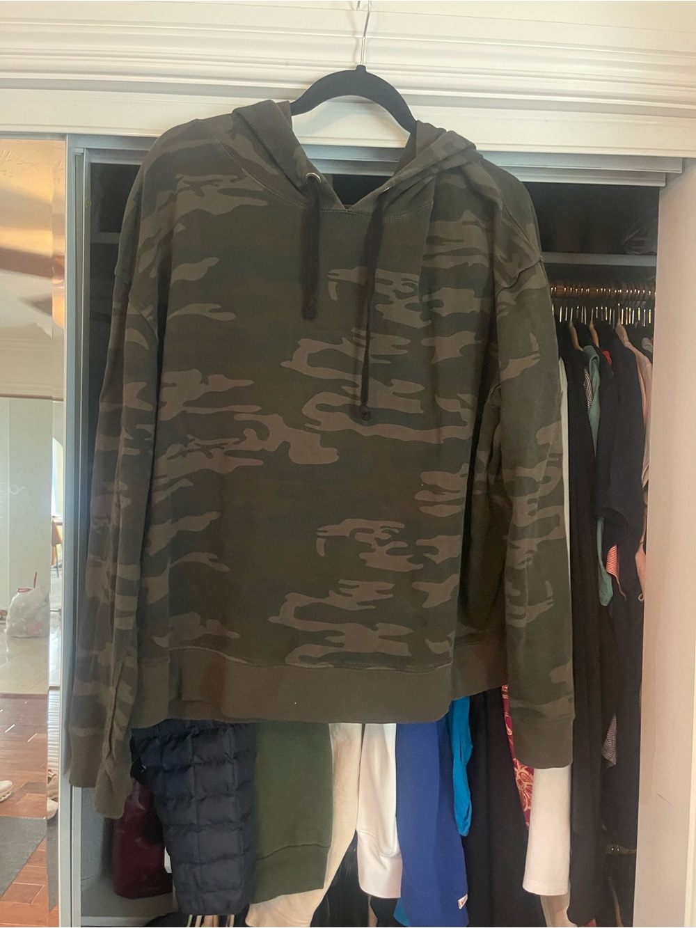 Sanctuary Olive Camo Hooded Sweatshirt